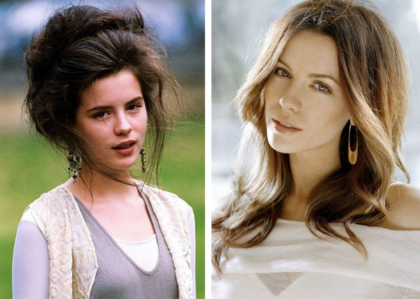 Сравнение внешности Кейт Бекинсейл до и после операции по ринопластике носа фото