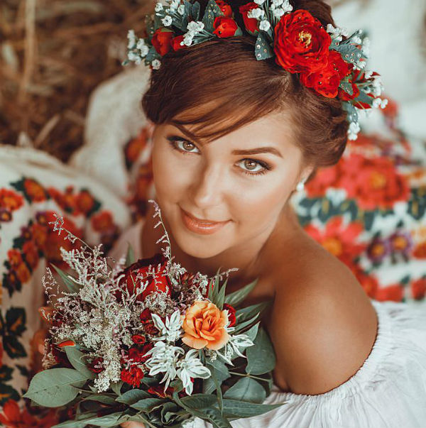 Букет невесты в русском народном стиле фото