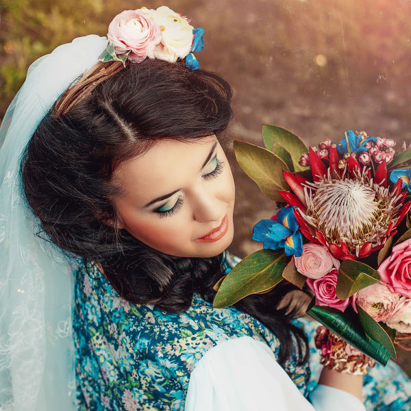 Букет невесты в русском стиле фото