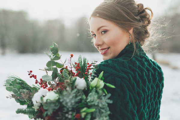 Образ невесты в стиле рустик зимой фото
