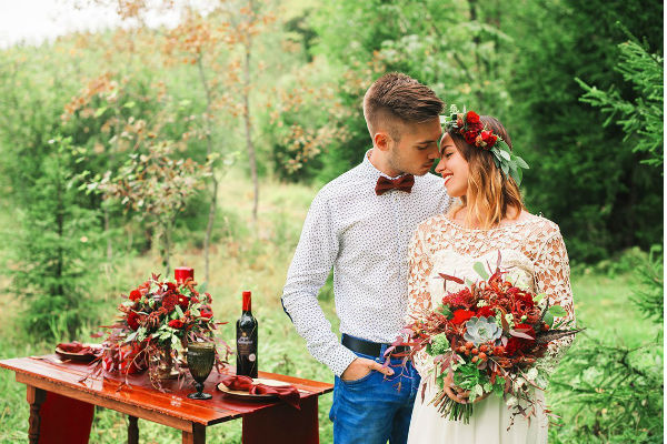 Невеста в стиле рустик осенью фото