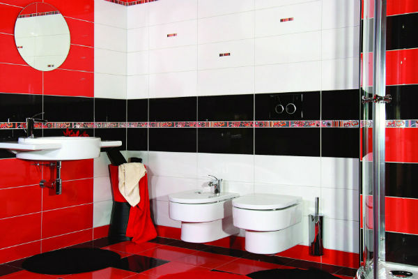 Авангард красная ванная комната фото