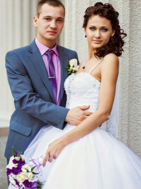 Образ жениха и невесты для свадьбы в сиреневом цвете фото