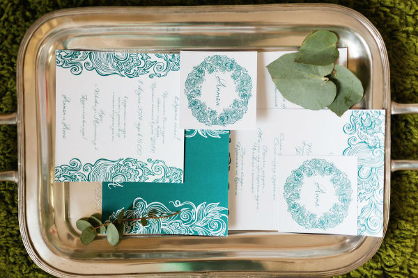 Красивое пригласительное на свадьбу в зеленом цвете фото