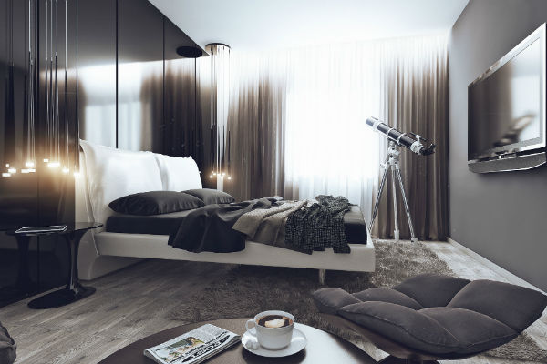 Хай-тек стиль в интерьере гостиной спальни фото