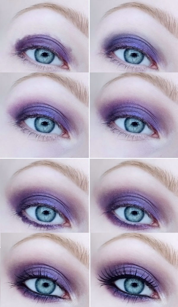 Фиолетовый смоки айс для голубых или синих глаз фото