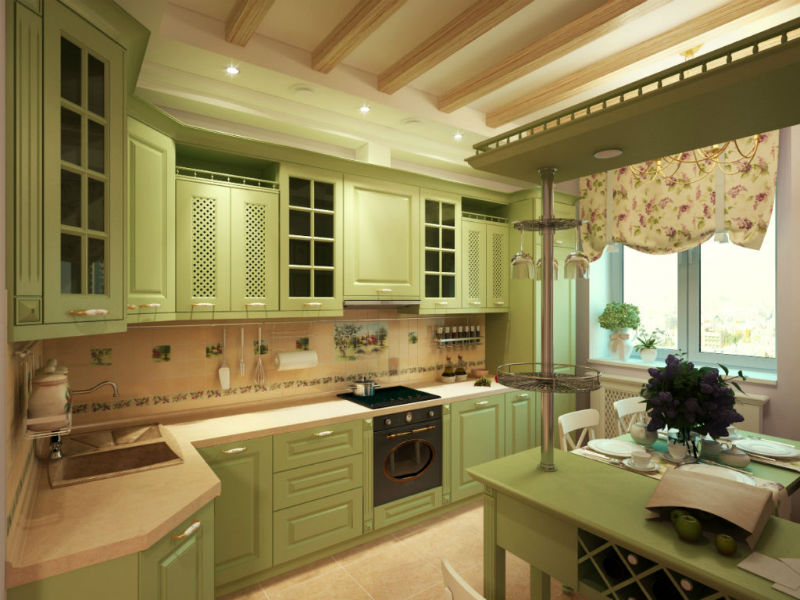 Зеленая кухня прованс фото