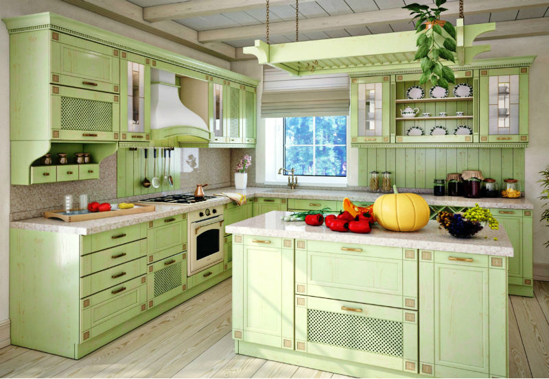 Светло-зеленая кухня прованс фото