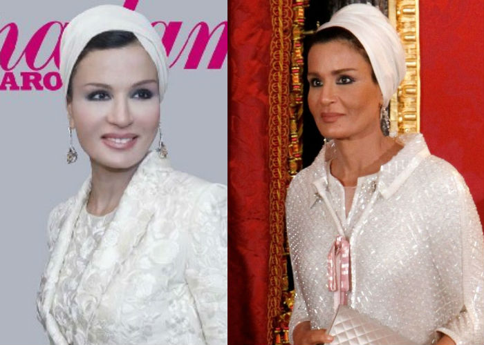 Красивая правительница Катара шейха Моза до и после пластики фото