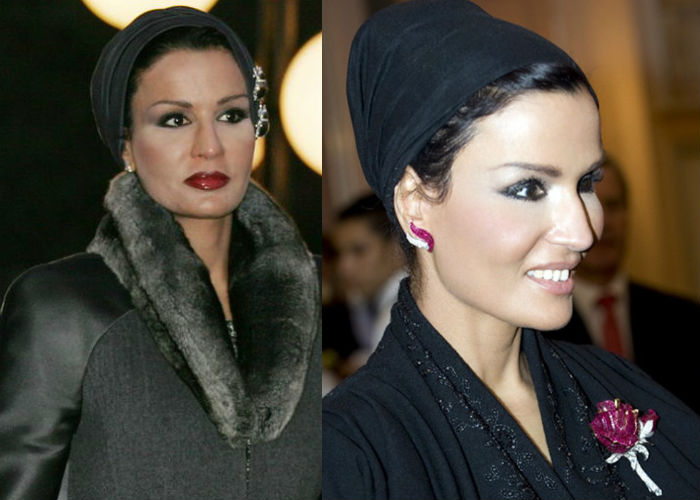 Красивая правительница Катара шейха Моза до и после пластики лица фото