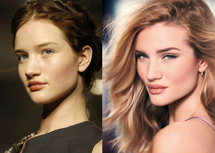 Известная красавица топ модель Рози Хантингтон Уайтли до и после удачной ринопластики фото
