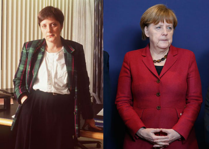 Канцлер и известный политик Ангела Меркель в молодости 35-45 лет назад и теперь фото