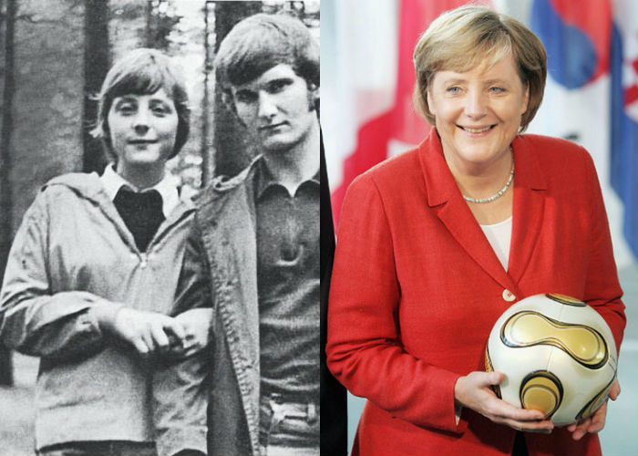 Известный политик Ангела Меркель в молодости 35-45 лет назад и теперь фото