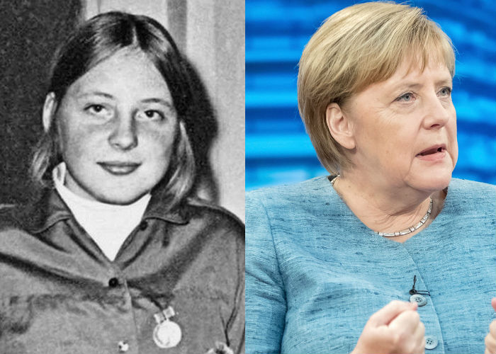 Канцлер Германии и политик Ангела Меркель в молодости 35-45 лет назад и теперь фото